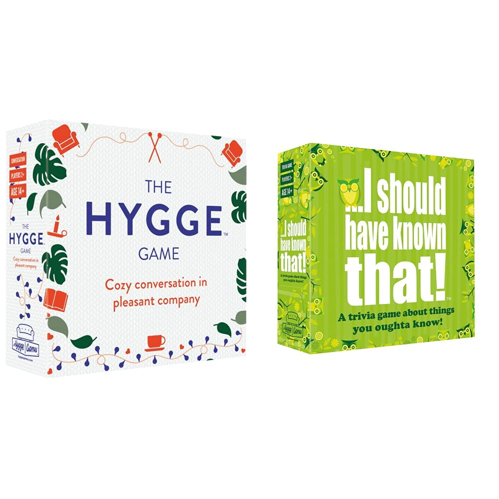 The Hygge Game 21071" Cozy Conversation in Pleasant Company Card Game & I should have known that. 21026" About Things You Oughta Know. Trivia Card Game