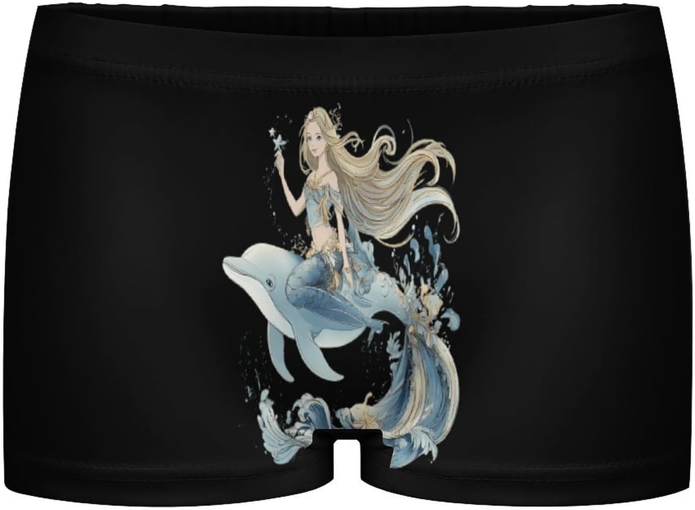 Mermaid1 Is Riding on Dolphin Funny Women's Boxer Briefs Breathable Underpants Trunks Stretch Underwear