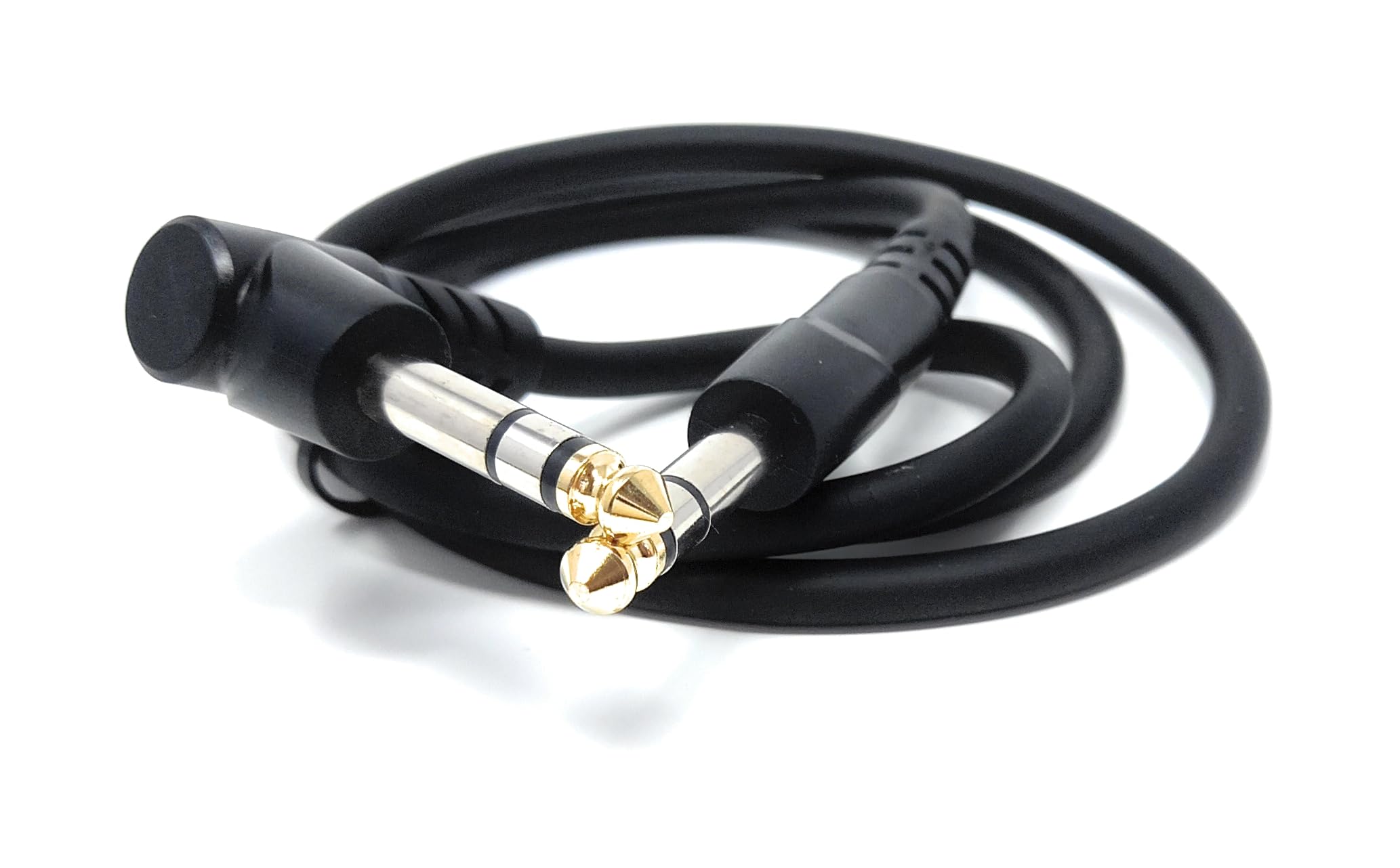 DRUT 1m 6.35mm 1/4" Stereo TRS Male Jack to Right Angled Male Jack, Audio, Music Instrument, Flexible Cable Lead 3.3ft - Image 2
