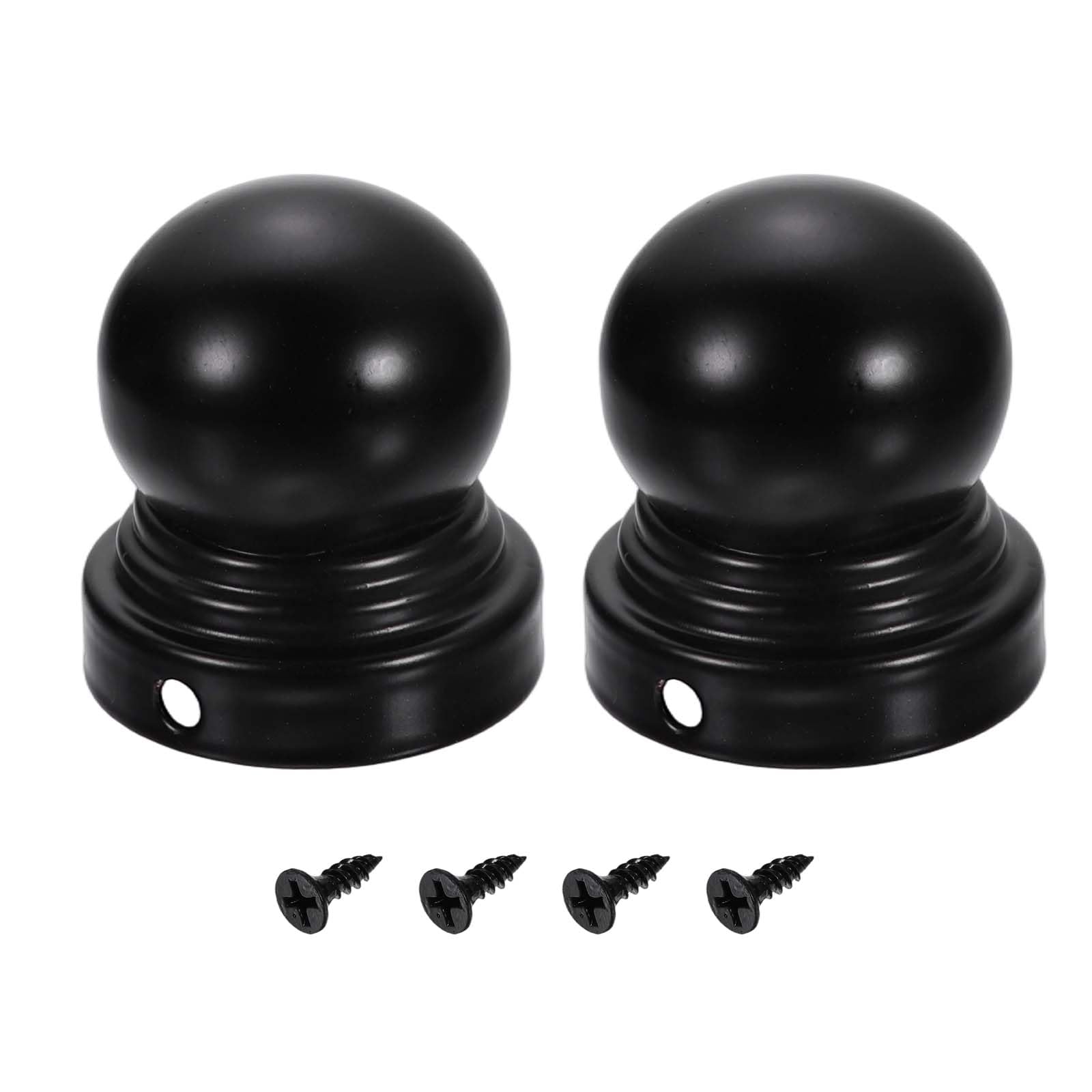 sourcing map 2Pcs Fence Post Caps, 40mm/1.57-inch Round Waterproof Ball Top Dome Iron Post Cap Cover with Screw Fit for Outdoor Metal Wood Fence Deck Mailbox Patio, Black