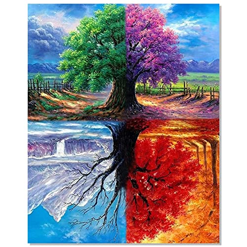Bougimal Peinture par Numero Adulte Arbre, Décoration Intérieure Maison sans Cadre 40x50cm Cover