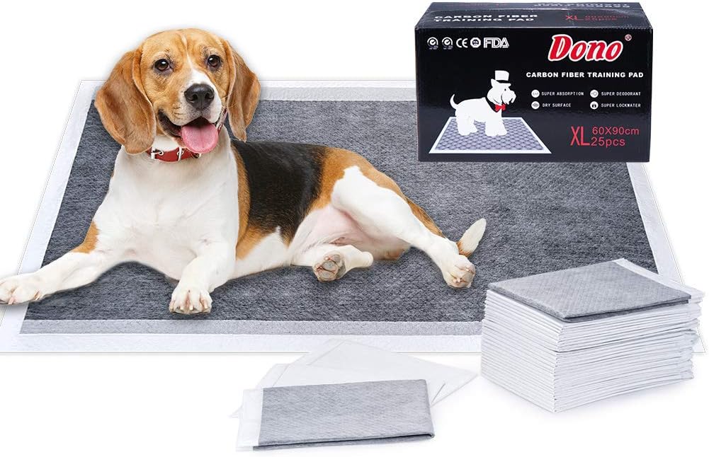 Dono Pet Training Carbon Puppy Pads Dog Wee for Deodorizing Odor Elimination Mats with Charcoal Polymer Technology Puppies House Train Piddle (XL 25Count)