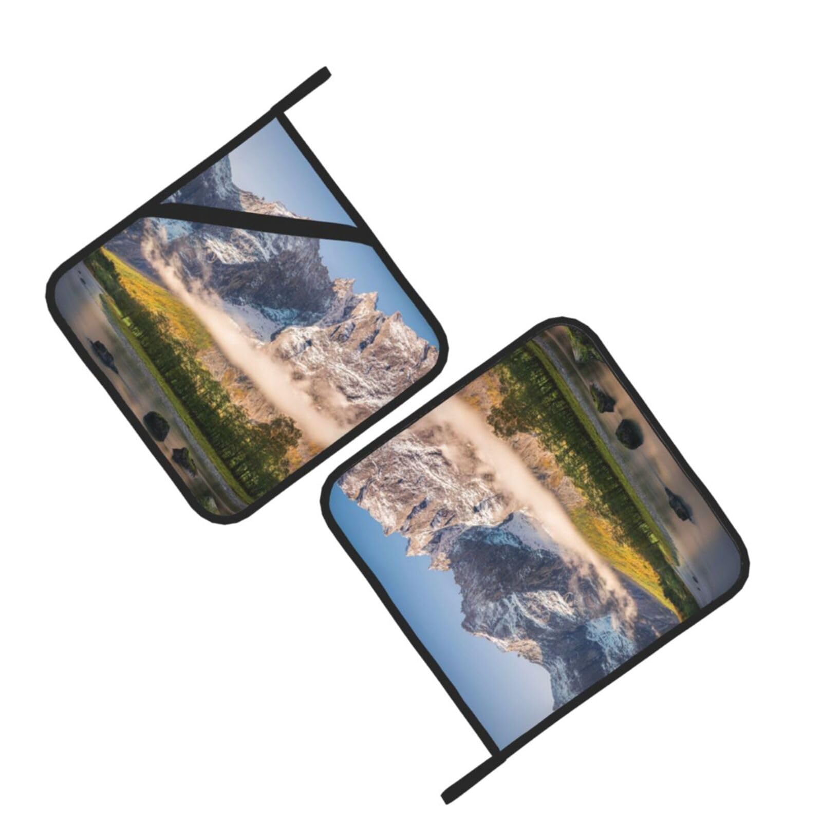 Travel Mountain Scenery Printed Oven Pot Holders Set of 2 Pcs Heat Resistant Kitchen Microwave Potholders for Cooking Baking Grilling
