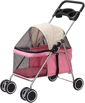 ピンクのペットカート 中型犬用 折りたたみ式 Amazon | 犬 カート バギー ミニ ペットカート 小型犬 多頭 ペット