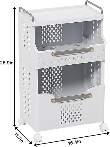 Miniatura 6 de Cesta de lavandería con ruedas, cesta de lavandería plegable, soporte para cesta de lavandería apilable, cesta de lavandería rodante, cesta de ropa