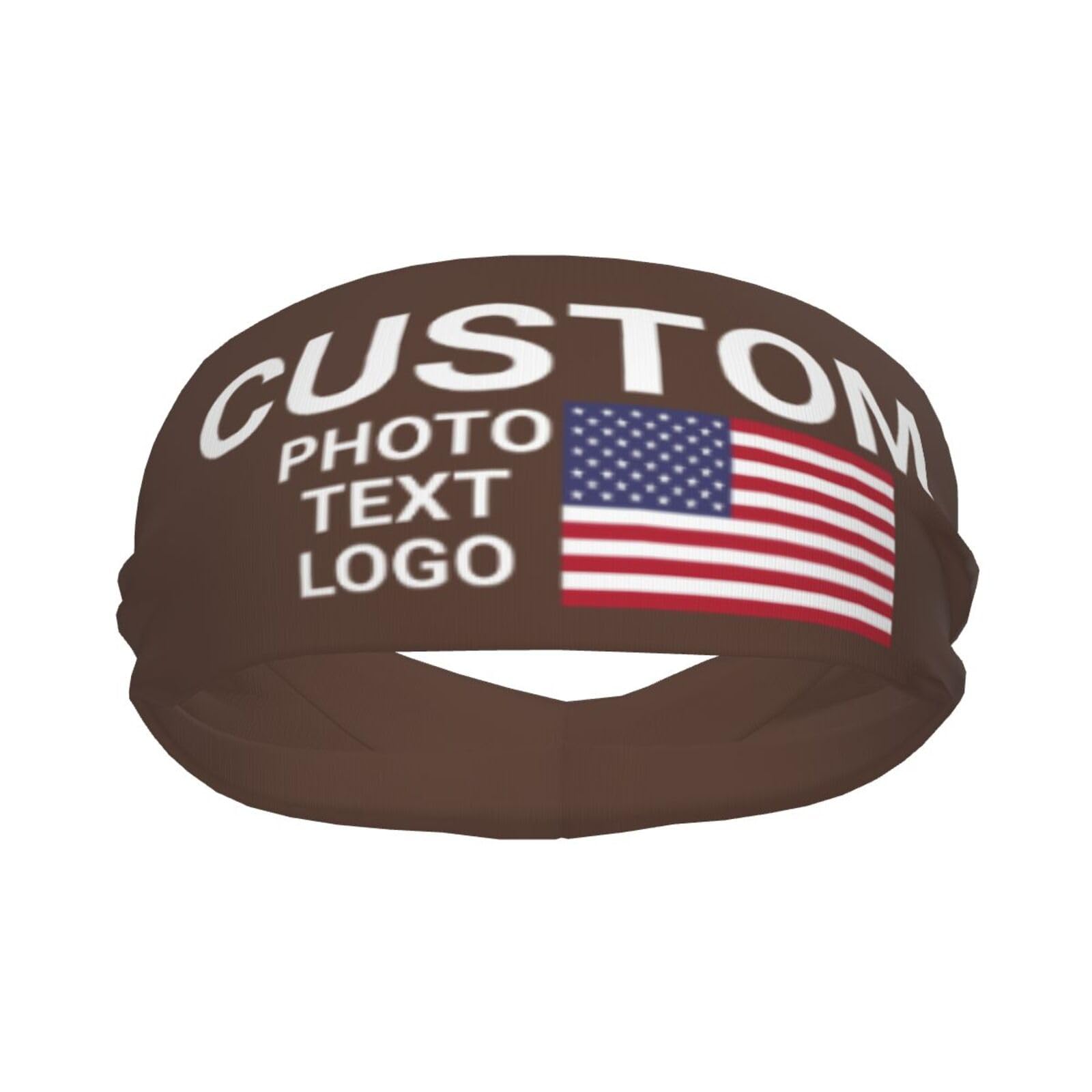 Custom Sports Headband Sweatband Bandana Add Your Photo Logo Text Number, Bulk Customized Unisex Sports Moisture Wicking Breathable Elastic