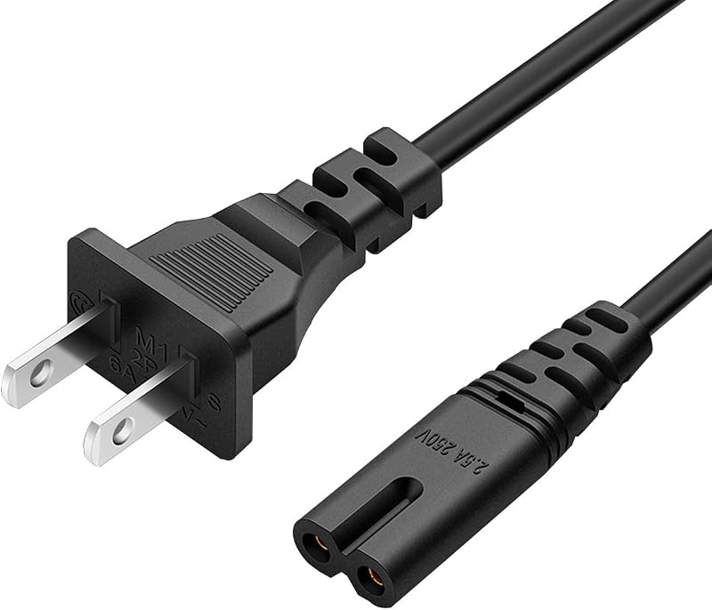 2 Prong AC Power Cord Cable for Xbox One S/X, Xbox Series X/S, Sony PS4 / PS4 Slim / PS5 / PS5 Slim / PS3 Slim / PS3 Super Slim/PlayStation 4 / PlayStation 5