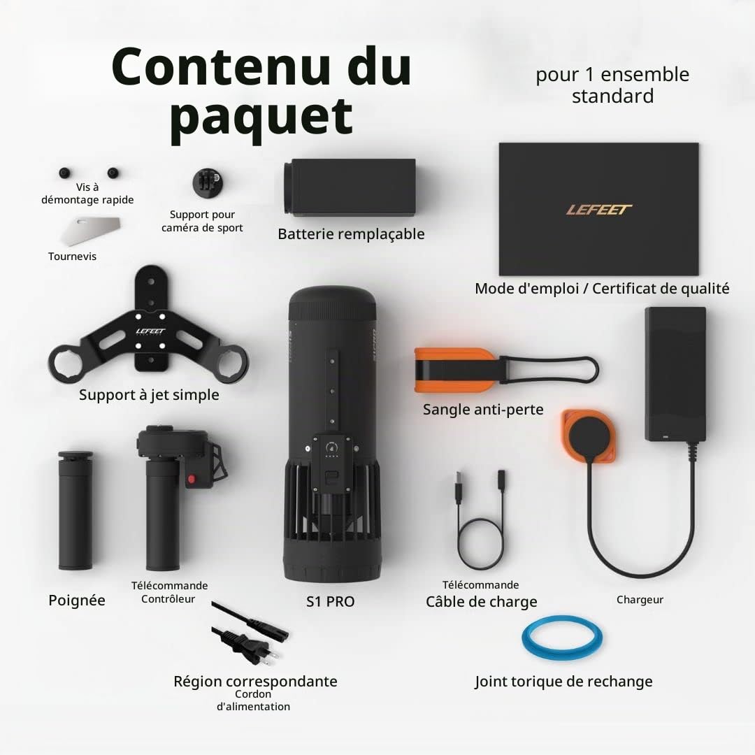 LEFEET S1 PRO Trottinette sous-marine haute performance vitesse 6,48 km/h caméra d'action profondeur 40 m