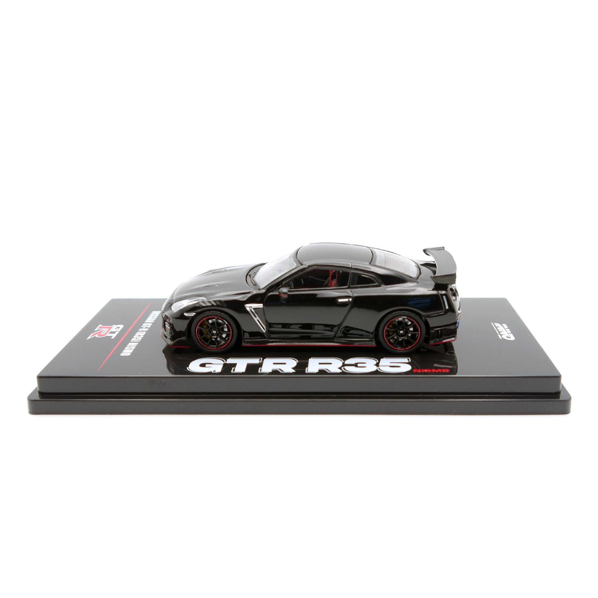 Inno Models Inno64 Nissan GT-R (R35) NISMO Modellauto, Schwarz, Maßstab 1:64, Metall, Detailliertes Sammlerstück im Schaukasten