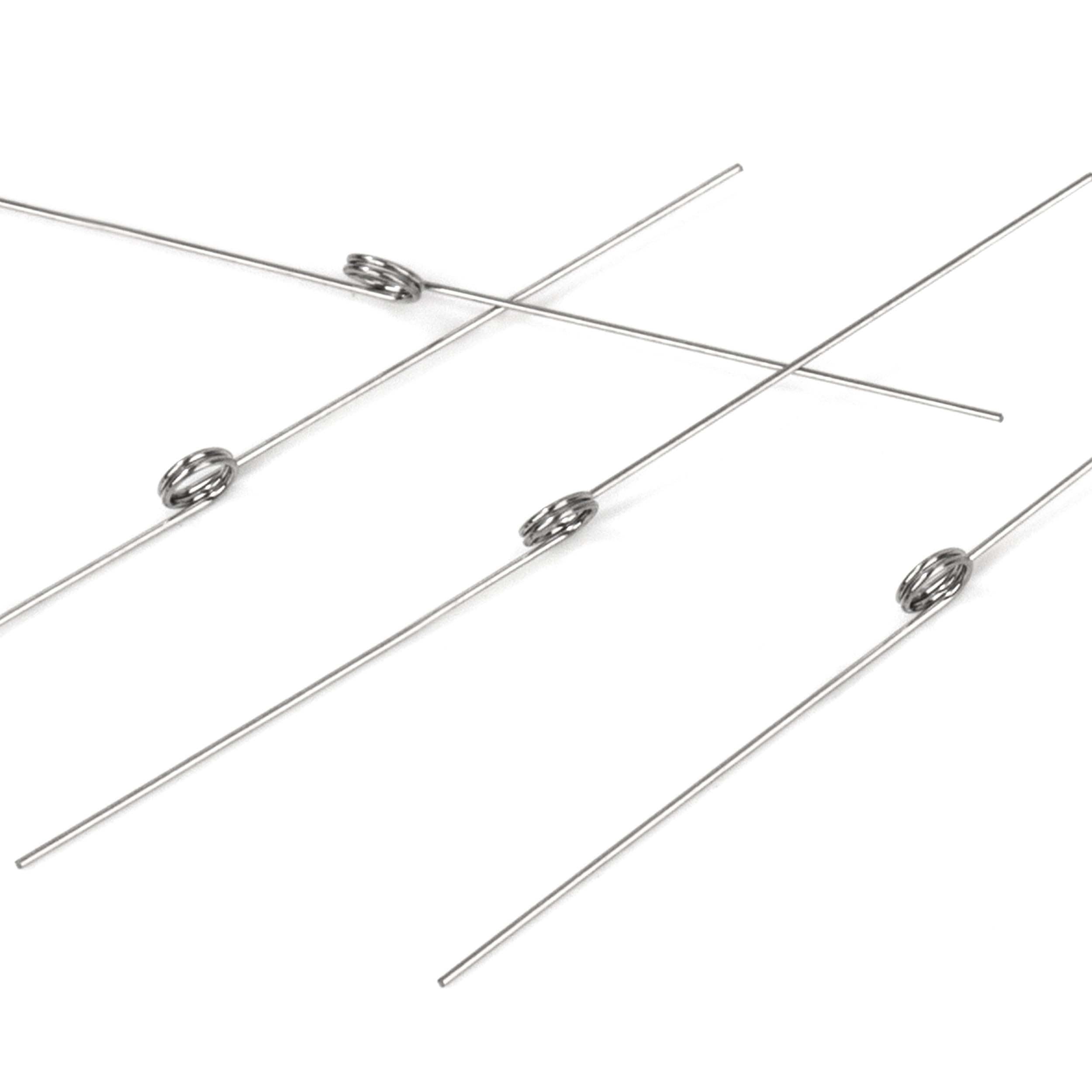10 sztuk sprężyn skrętnych ze stali nierdzewnej, średnica drutu 0,3 mm, średnica wewnętrzna 2 mm, długość ramienia 20 mm, kąt 180°, 2 obroty w lewo 0,3 x 2 x 20 mm