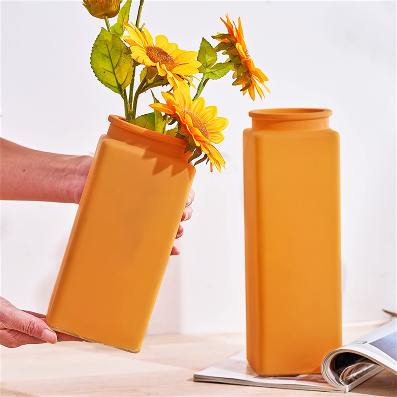 Amazon.co.jp: 花器 フラワーベース 長方形のガラスの花瓶