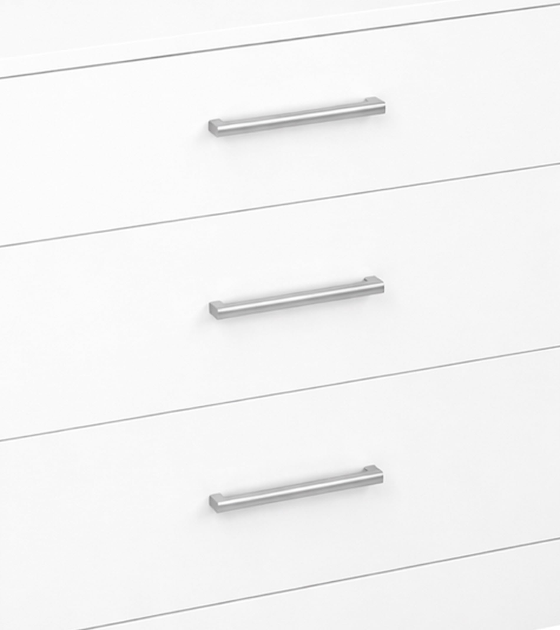 Mesita Noche Elara 45x40x57 cm – 3 Cajones con Guías Metálicas, Diseño Moderno en MDF Lacado con Tiradores Cromados, Ideal para Dormitorio, Color Blanco
