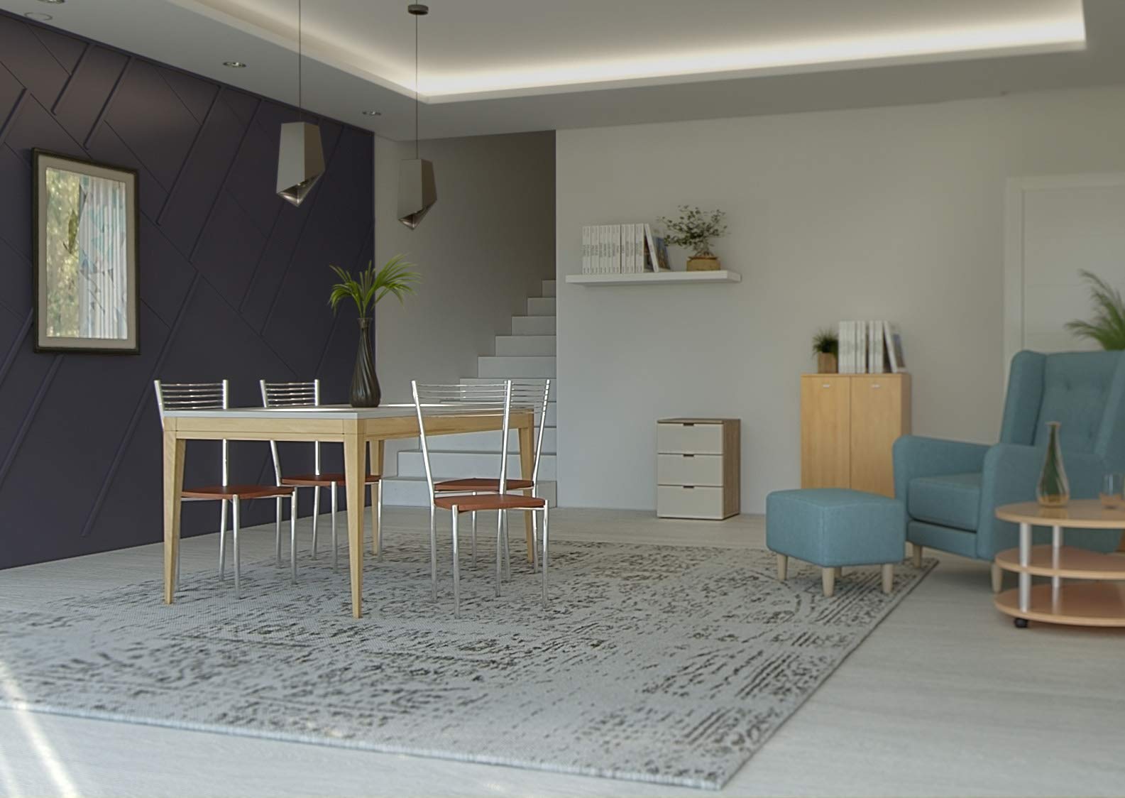 t m c s Tommychairs - Set 4 sedie modello Elegance per cucina bar e sala da pranzo, struttura in acciaio cromato e seduta in legno colore ciliegio