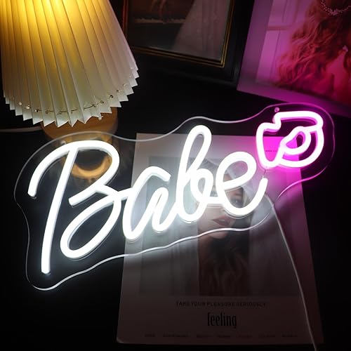 Nordstylee Letrero de neón LED con texto en inglés Babe para cuarto del bebé, club, bar, boda, baby shower, decoración estética de habitación,