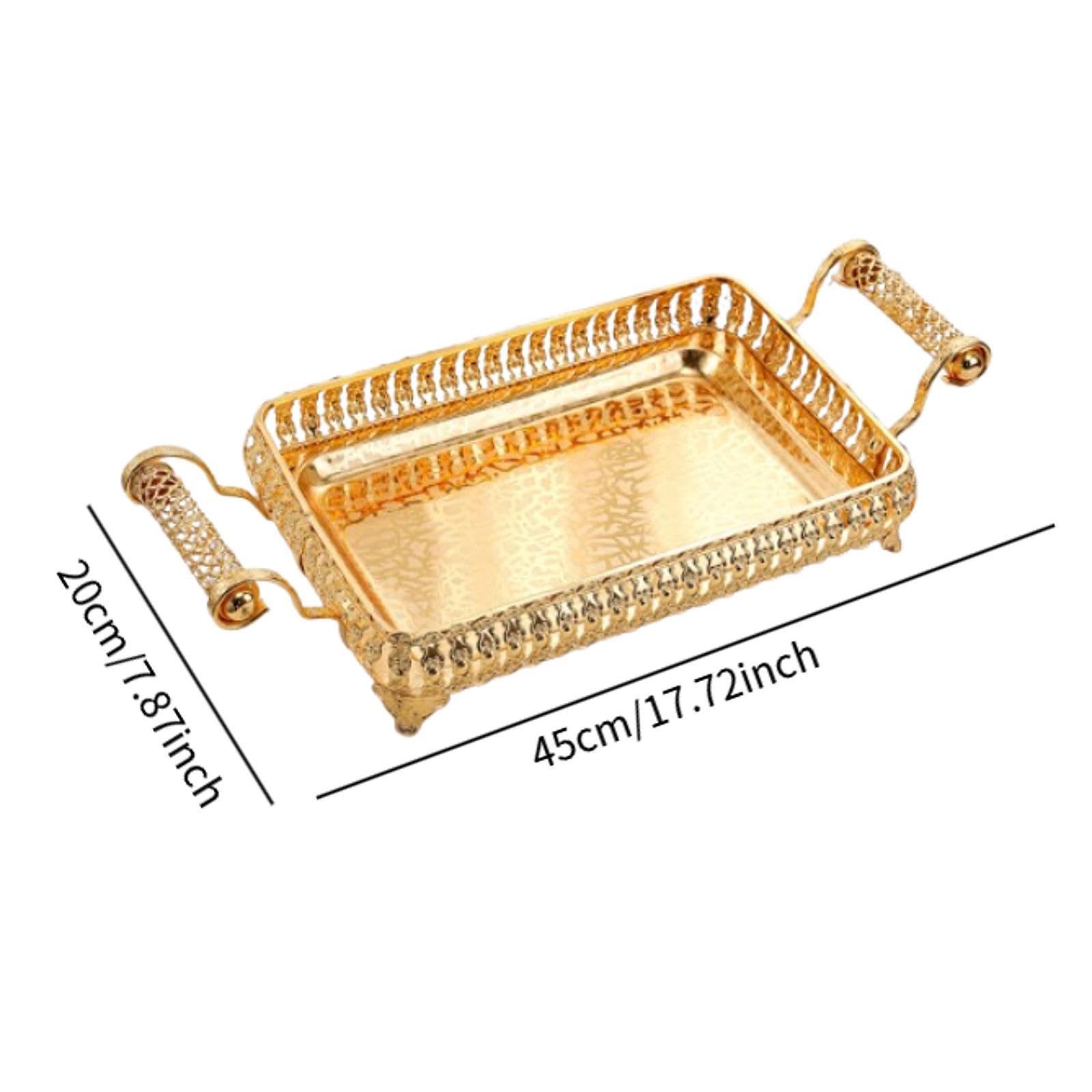 perfk Servire Porta a Vassoio da 45x20 cm Rettangolo di Trucco del organizzatore di Manici per Eventi di Nozze per Shower Anniversario, Oro