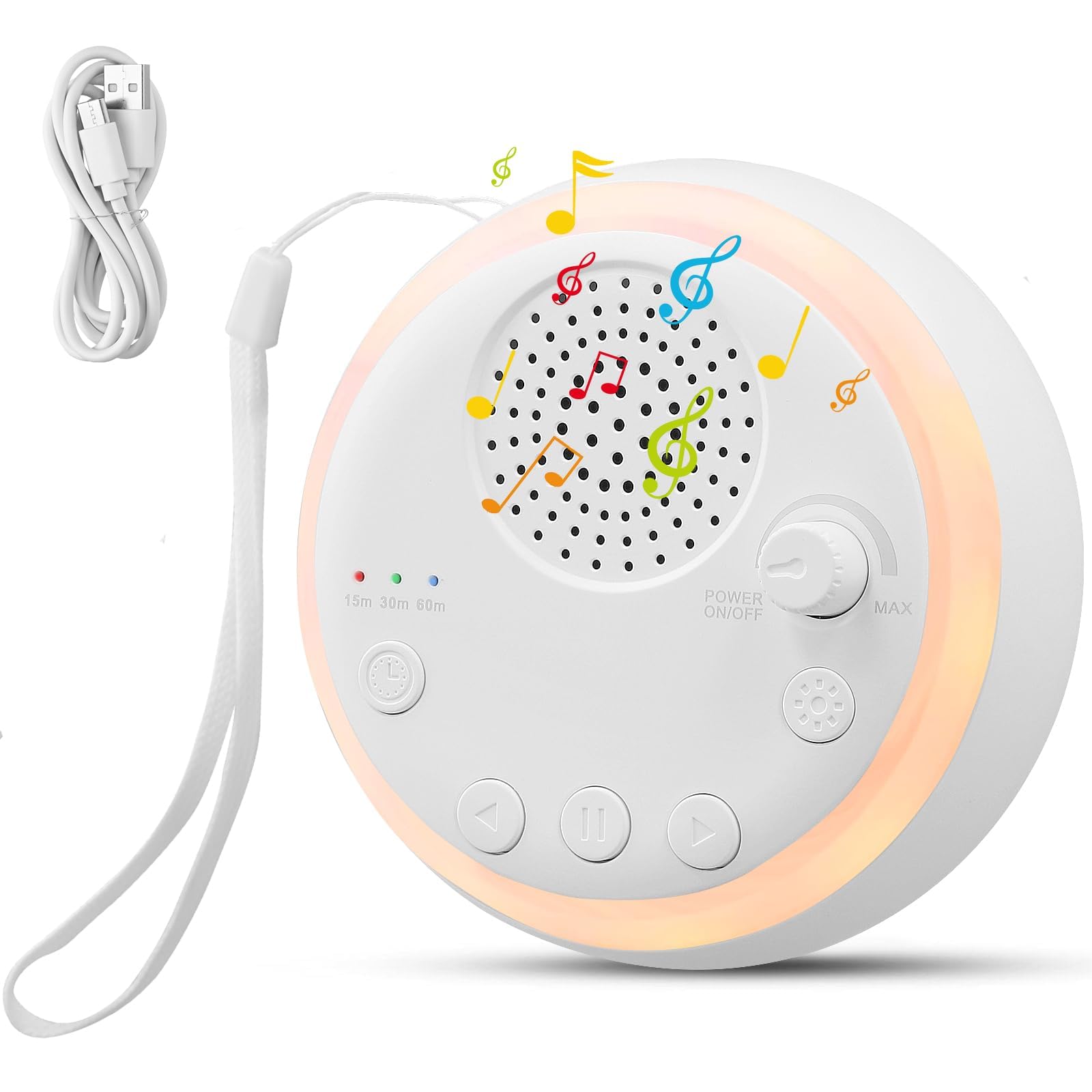 Mini Portable White Noise Machine with 16 Soothing Sounds Lullaby, Volume Control Sound Therapy Machine with Night Light and3 Sleep Timer for Baby Kids Adults Sleeping in Home Travel Office