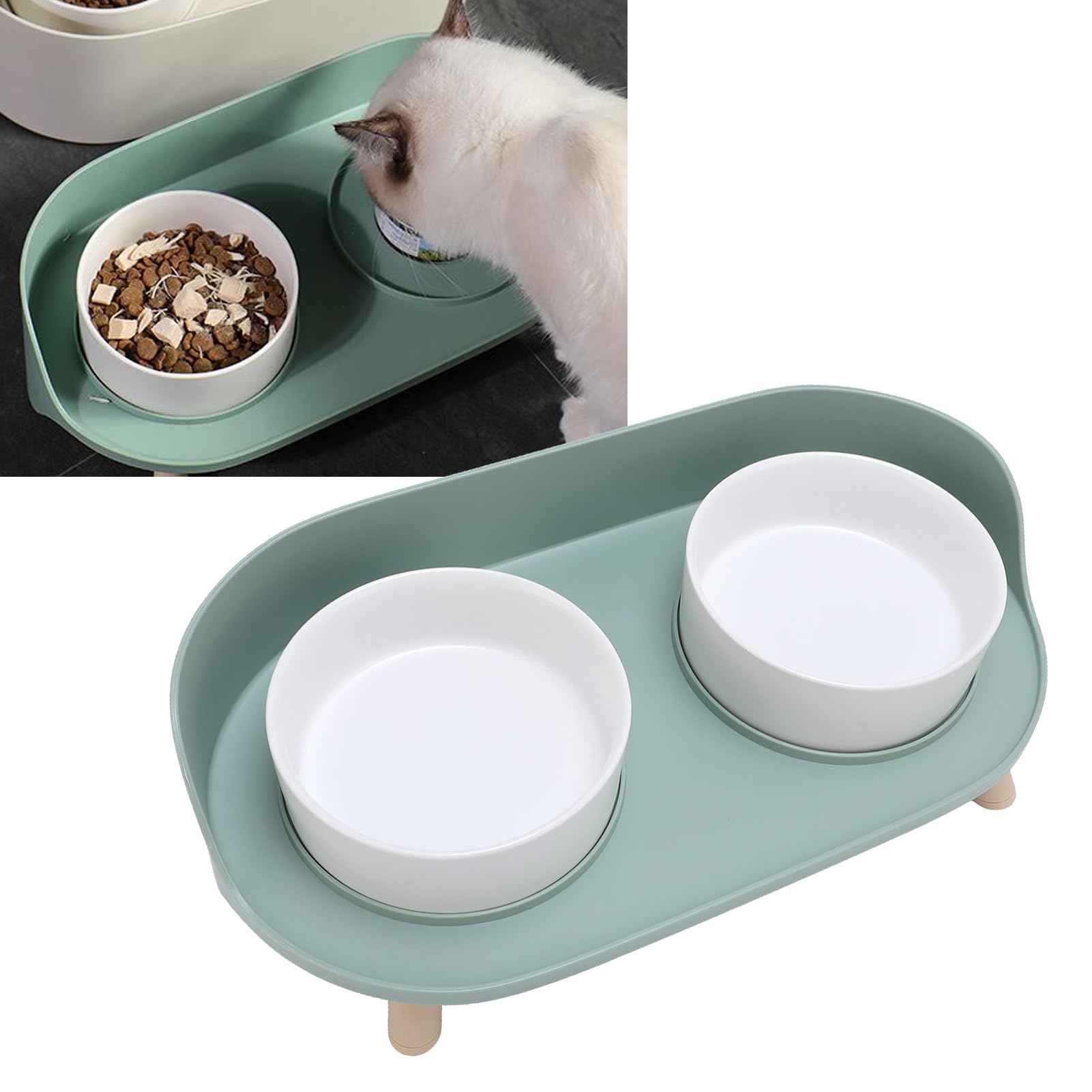Gamelle surélevée pour Chat, gamelles surélevées en céramique pour Chat avec Support, Protection de la Colonne cervicale, Ensemble de gamelles pour Nourriture et Eau