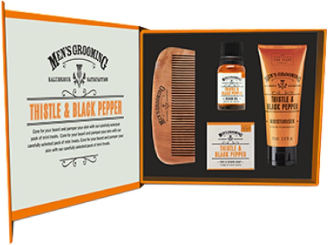 Thistle & Black Pepper Mens Grooming Face & Beard Care Kit Gift Set