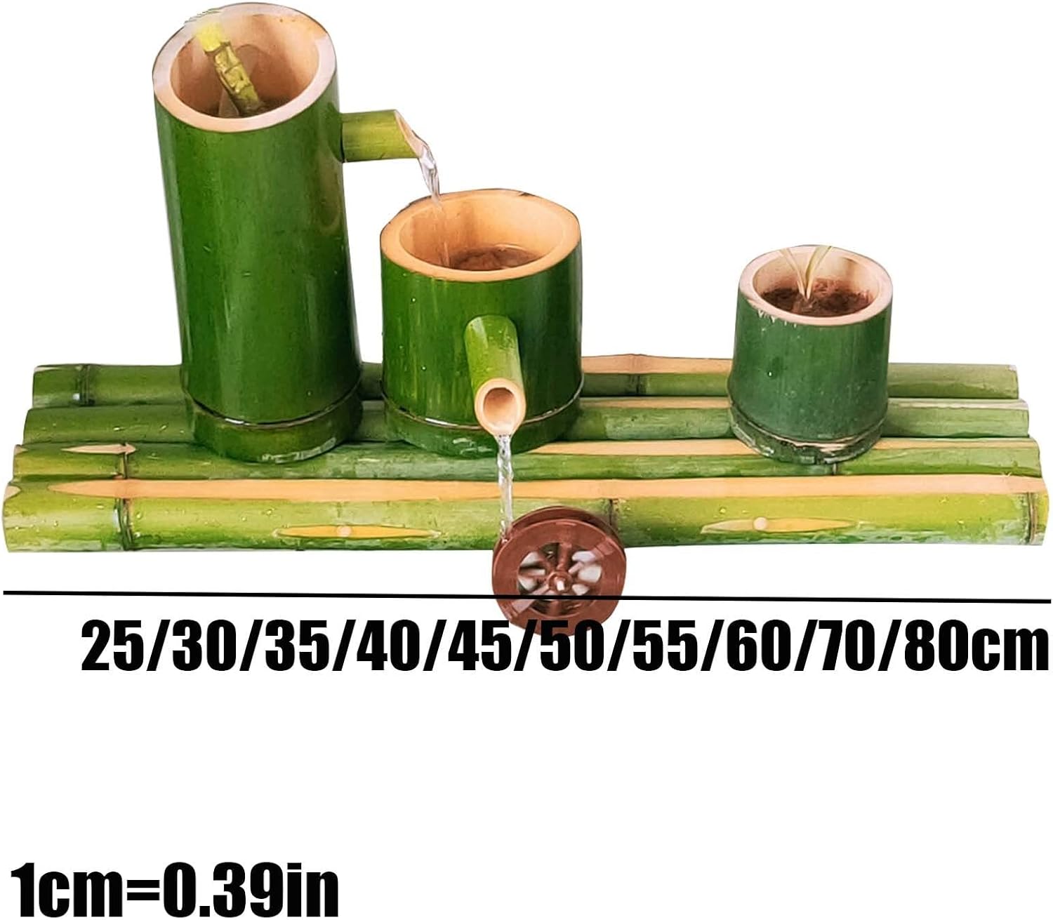 Japanese Bamboo Water Feature,Solar Water Fountain,Bamboo Water Pump Water Wheel Wind Water Wheel Fish Tank Oxygenation Natural Bamboo Fountain,30cm,40cm