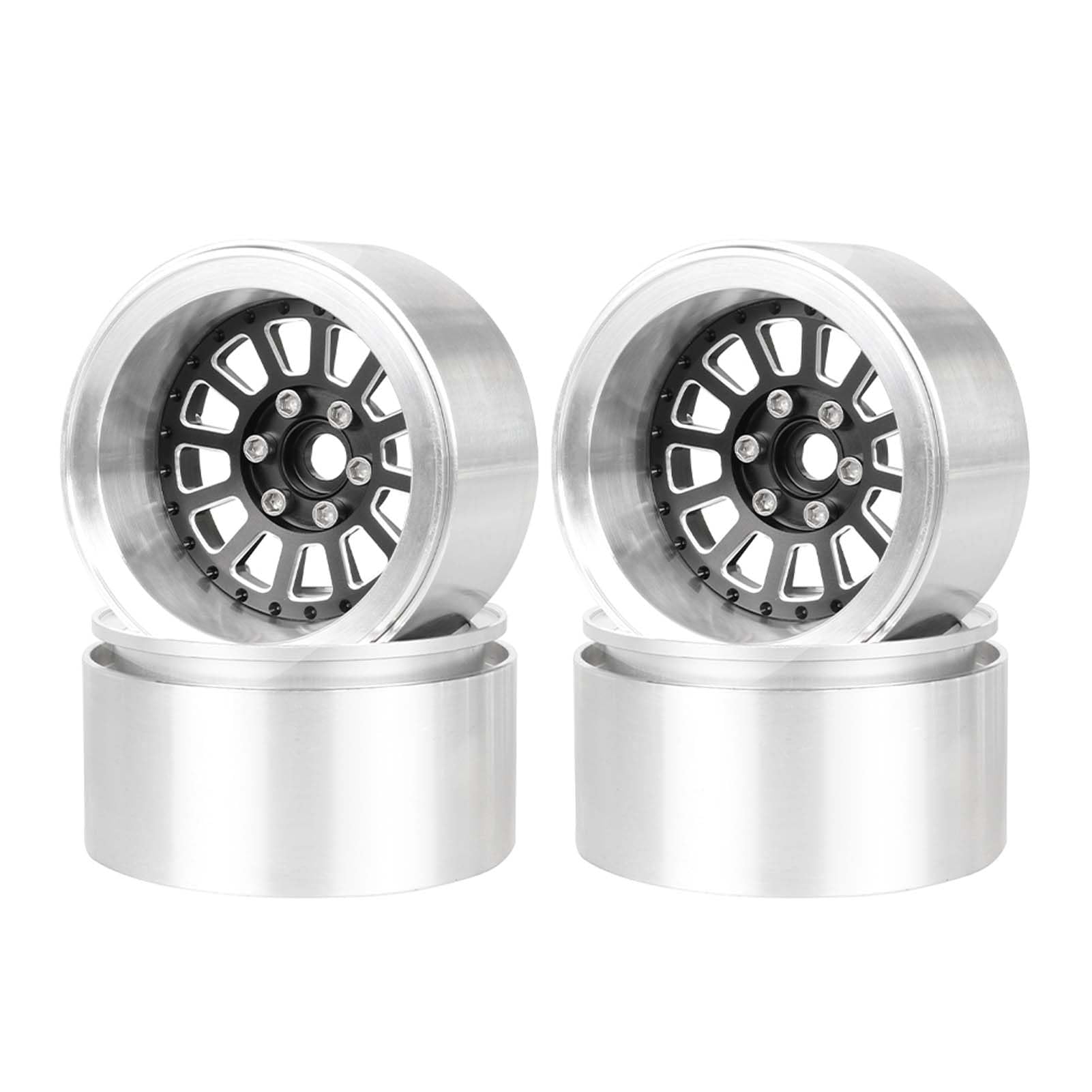 KEEDA Roues Beadlock en aluminium 2,2 - Profondeur d'insertion de 10 mm - 12 rayons - Pour SCX10 RR10 TRX4 VS4-10 Gen8 1/10 RC Crawler - Noir