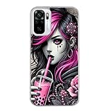 Taperso Coque pour Redmi Note 10 4G et 10S Motif Anime et Gothic Boba
