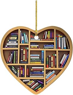 Book Lovers Heart Ornament, Reading Book Christmas Ornament, Acrylic Tree Ornament Gift for Her Librarian, Reading Vintage Book Christmas Ornament, Suitable for Halloween, Thanksgiving, Christmas