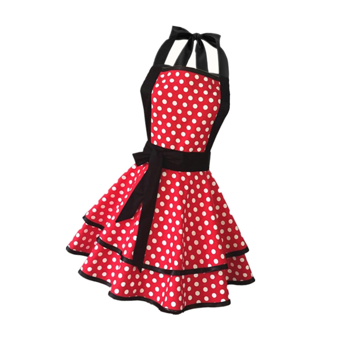 NOLITOY Delantal de Algodón Puro Doble Capa y Falda Amplia Diseño de Lunares y Azul Delantal para Cocina Limpieza y Hotel Unisex Cómodo y Ligero Adecuado para Uso Doméstico y