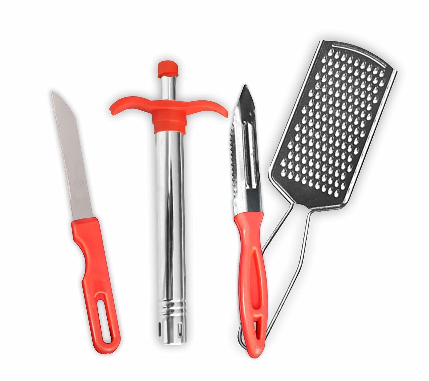 AmfS Store 4 in 1 Gas Lighter Kitchen Set LPG Gas Lighter, Cheese Grater, Peeler, Knife Stainless Steel Kitchen Combo GLS 1