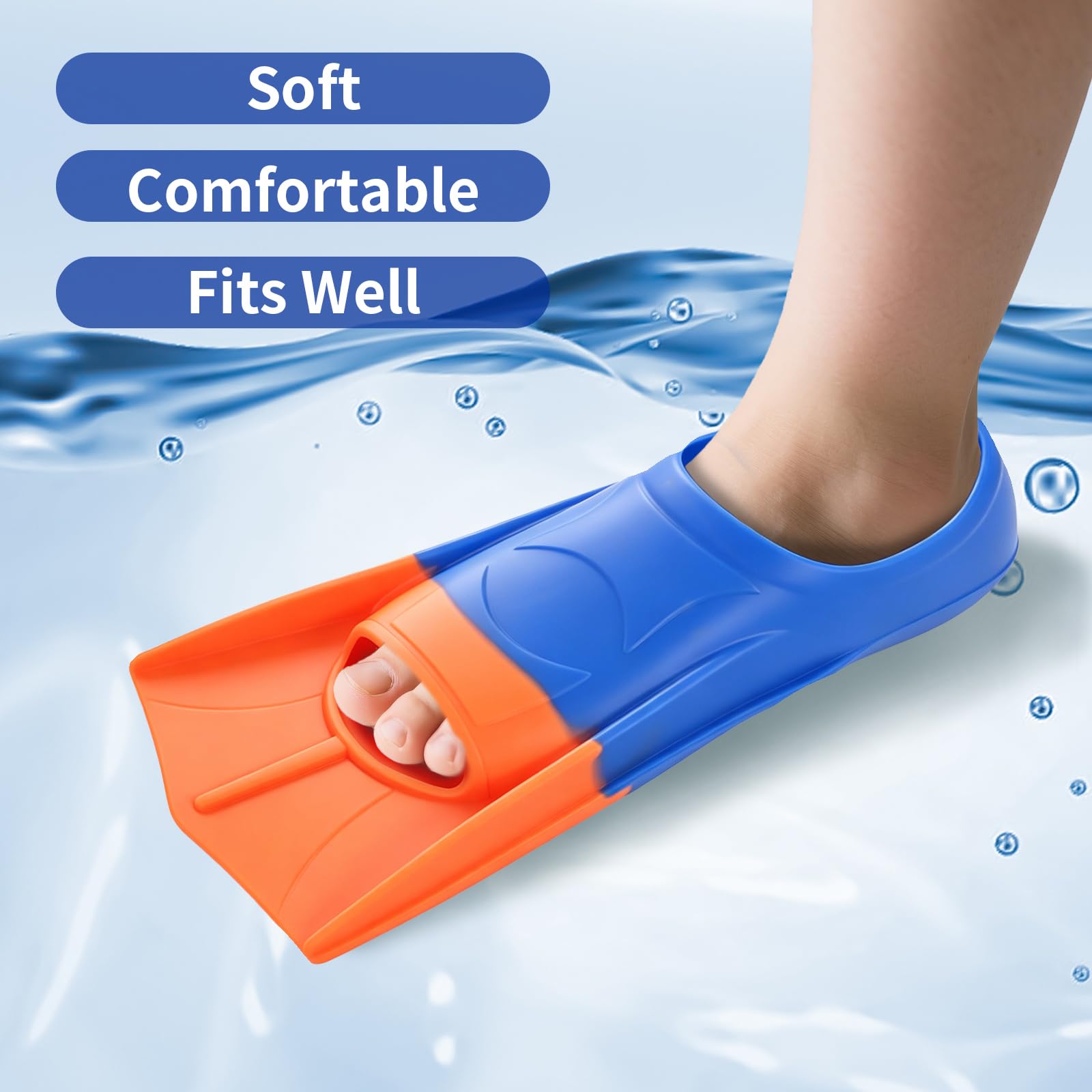 Pinne da nuoto corte per bambini, pinne per allenamento sul giro, per
