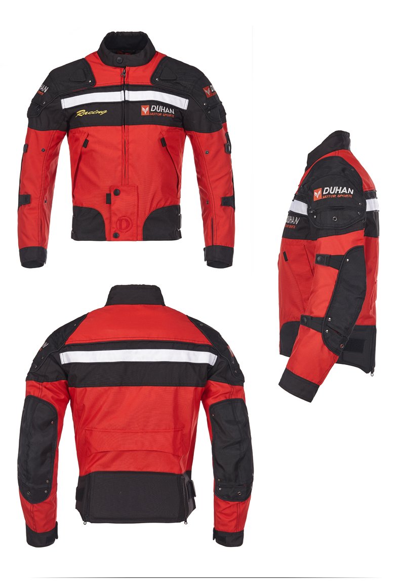 Amazon | ドゥーハン(Duhan) バイクジャケット&パンツセット レッド L