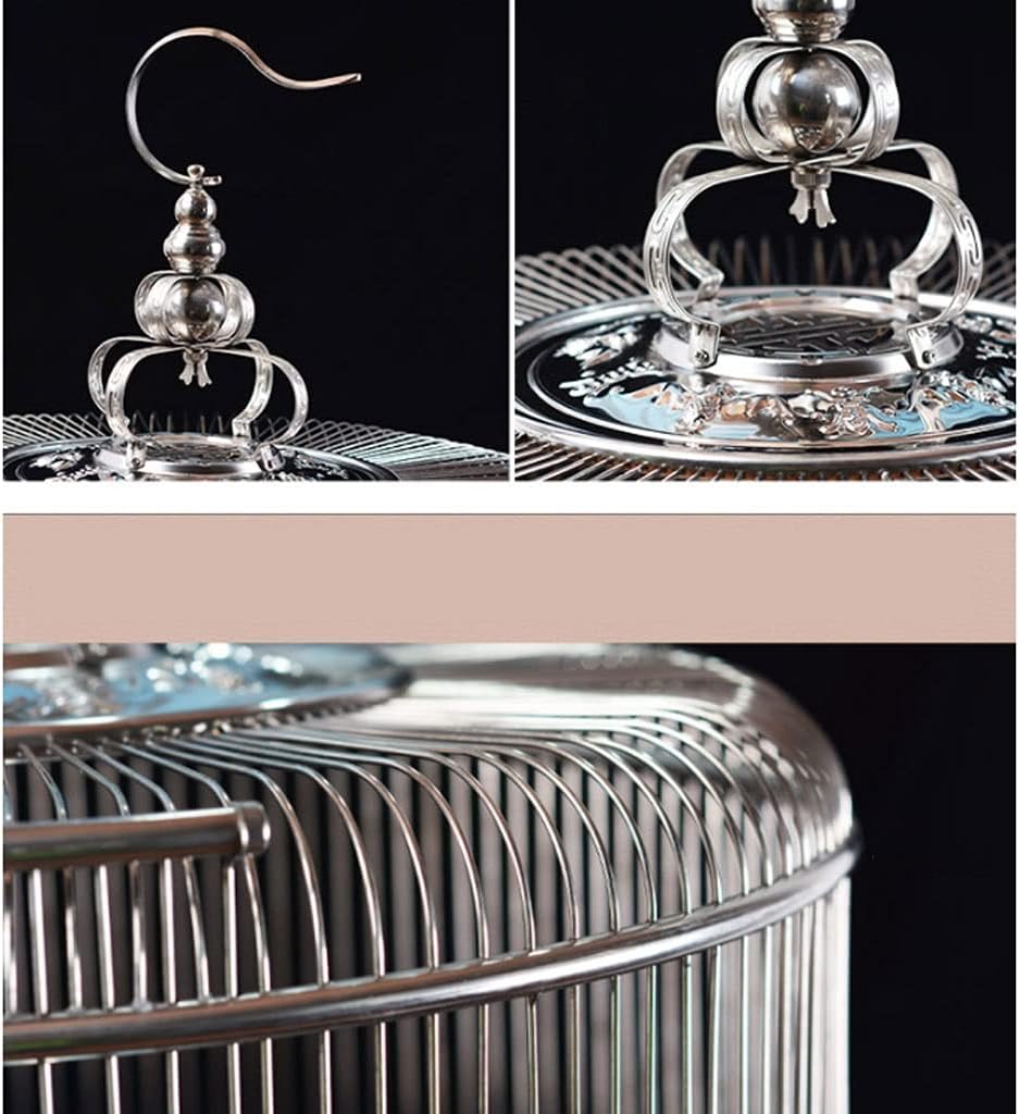 Bird Cage Stainless Steel Bold Bird Cage Parrot Big Bird Cage with Feeder and Pole can Be Used for Parakeets Canaries Love Birds(Color : B)
