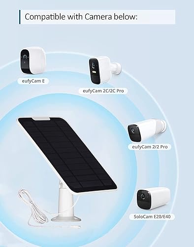 Miniatura 3 de Panel solar mejorado de 5 V 6 W para cámara de seguridad, compatible con Eufycam 2C2C Pro22 ProE20E40E, fuente de alimentación continua con puerto