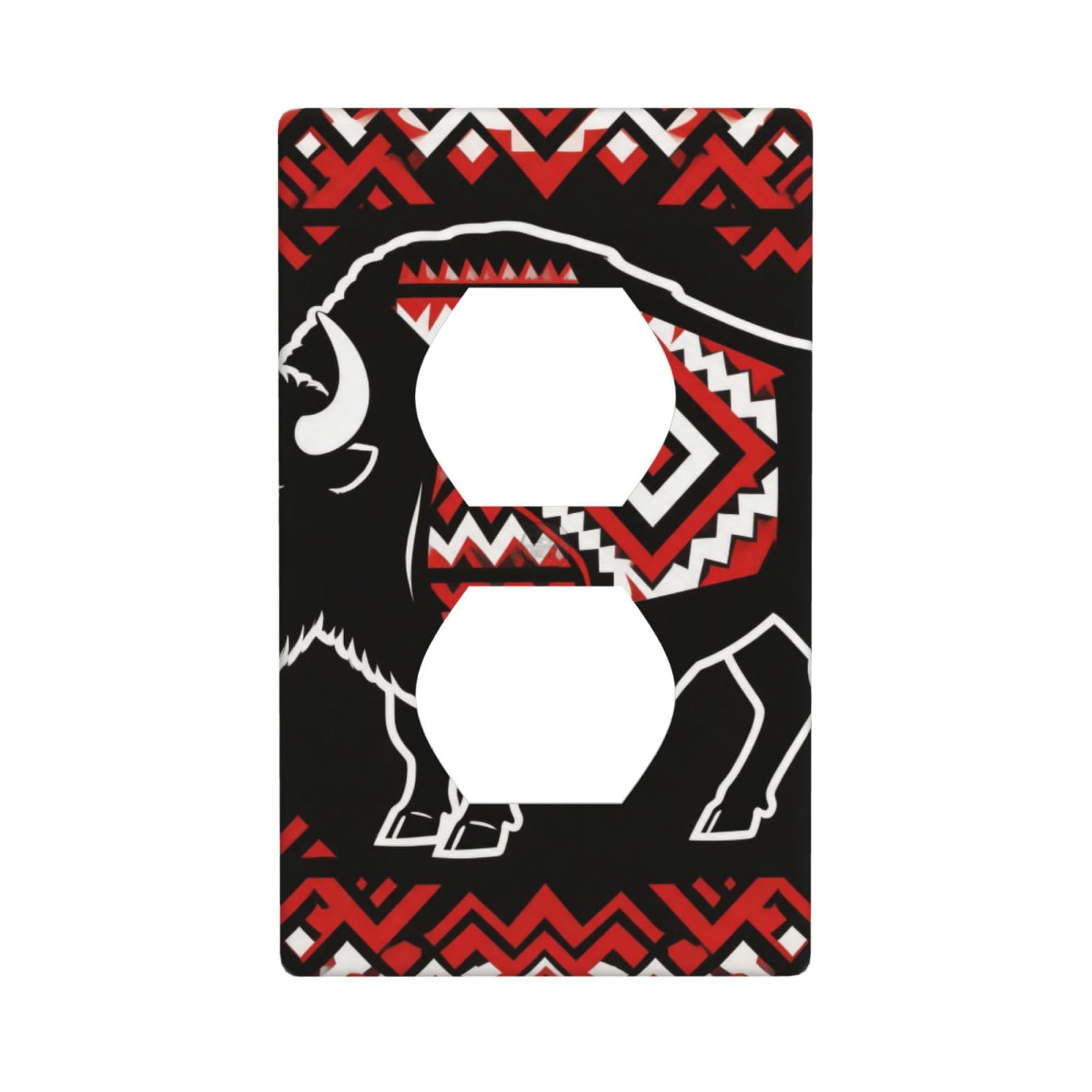 Bison Totem Art Decorative Switch Plate Cover-Unbreakable Polycarbonate Wall Plate for Home Office, 1 Gang with Screws