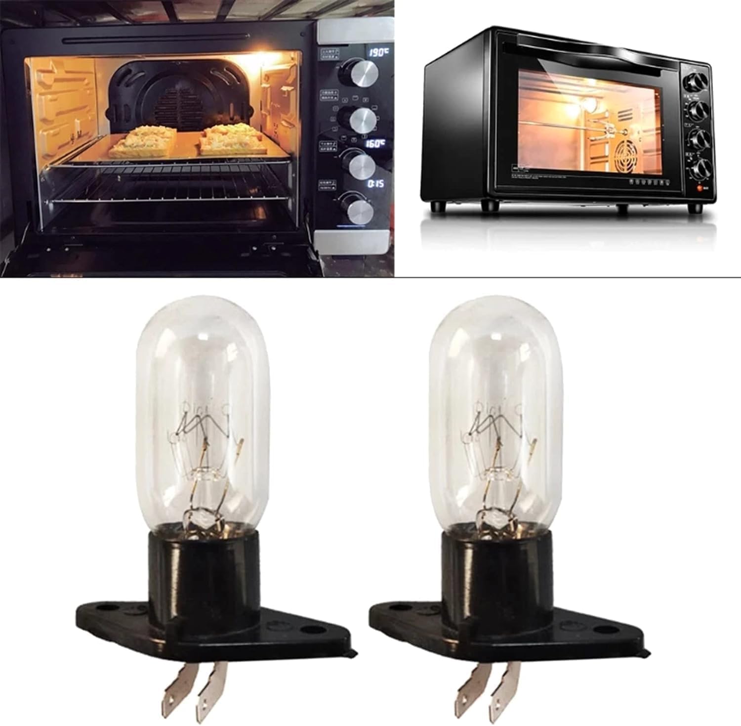 CXZDR 2Pcs LED Bulbs with 2-Pin Base, 230V, 20W, High Temp Appliance Lighting, for Microwave Oven Replacement