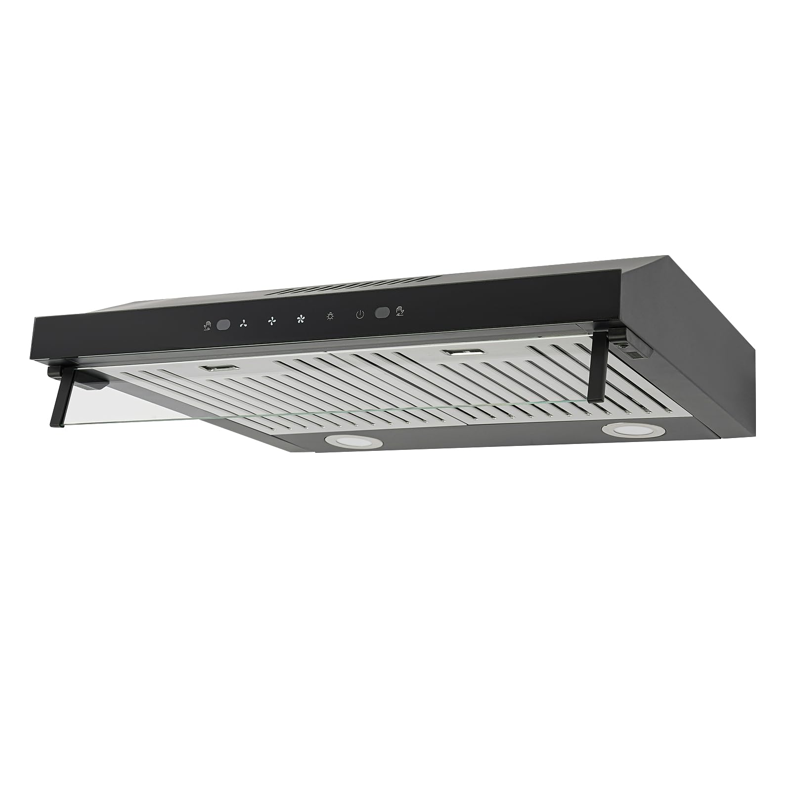 Dunstabzugshaube 60cm Unterbau Umluft Abluft 595-1215m³/h 3-Leistungsstufen Doppelmotor 2-LED-Beleuchtung Touchscreen Bewegungsmelder