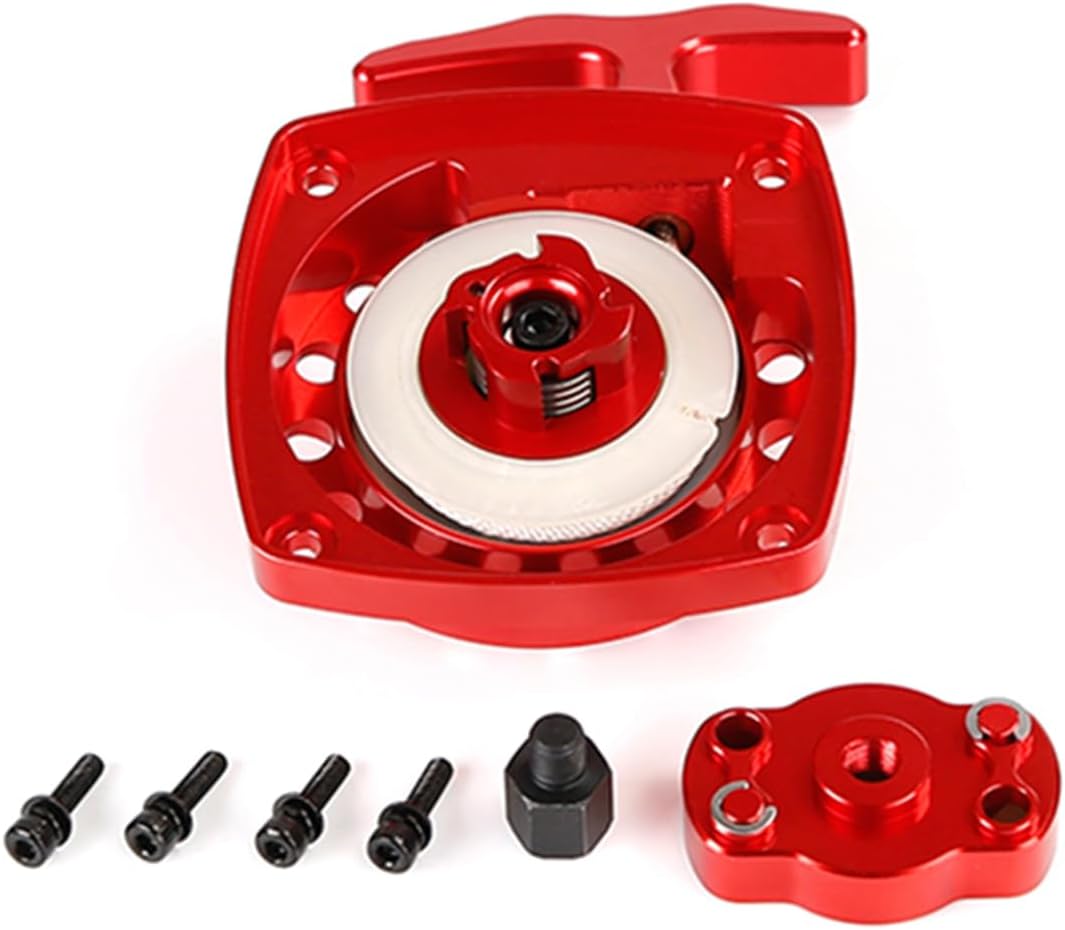 FLMLF CNC Metal Easy Started Pull Starter & Dial Kit for 1/5 HPI ROFUN ROVAN KM Baja Losi 5ive T FG Zenoah CY 32CC 36CC Engine Rc Car Parts (Red)