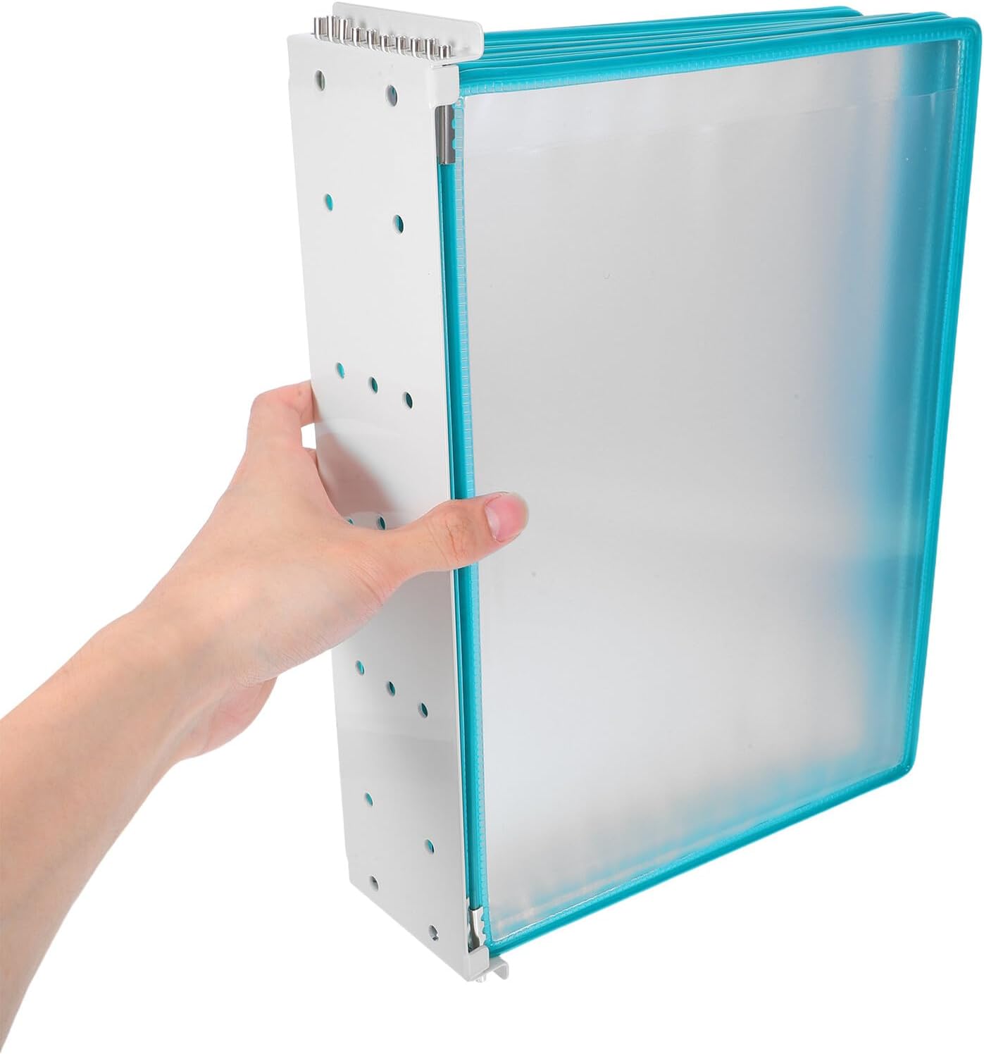 Baluue Wall Mount File Organizer 10-page Flip Display Folder A4 Plastic Wall Folder Holder Hanging Document Rack for Office Workshop Green