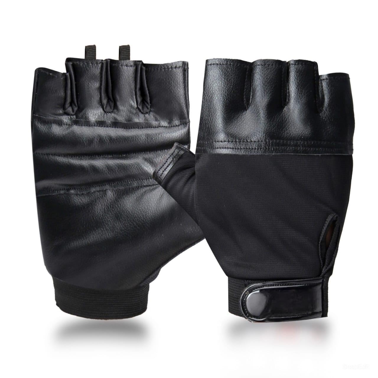 WISHPOOL Sports Glove for Unisex, Gloves Gym Workout, Gym Accessories Men, Gym Gloves Men Workout, Sport Glove, Fitness Gloves, Grip Gloves, Exercise Gloves (Pack of 2 Pair, Leather Black)-image-6