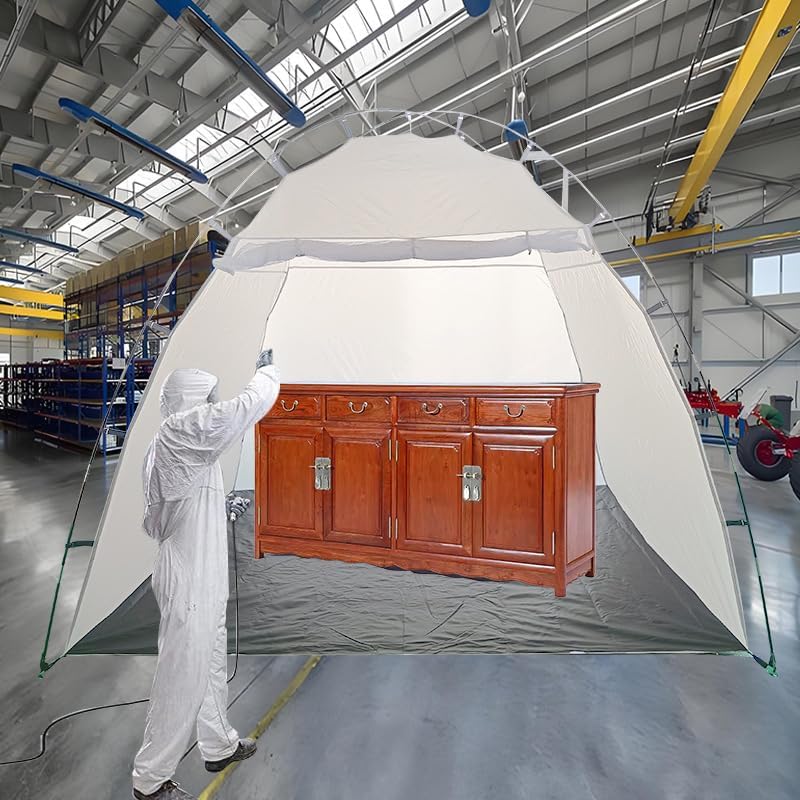 Portable Paint Booth Tent, 9.8x6x6.5 ft Large Spray Paint Shelter with Built-in Floor & Mesh Ventilation, Windproof Anchors, DIY Painting Booth for Furniture, Auto Parts & Hobby Projects