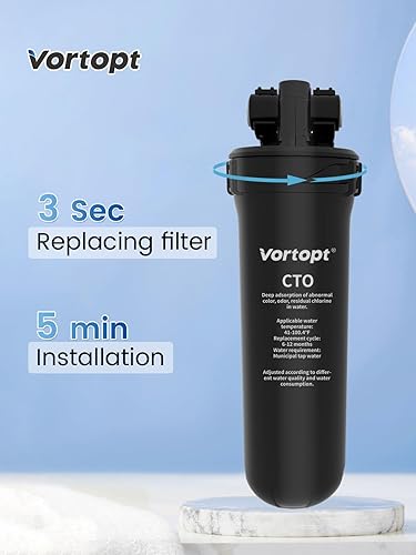 Miniatura 8 de Vortopt Sistema de filtro de agua para debajo del fregadero, filtración de agua certificada NSFANSI 53 y 42 de 19 quilates, reduce el plomo, el
