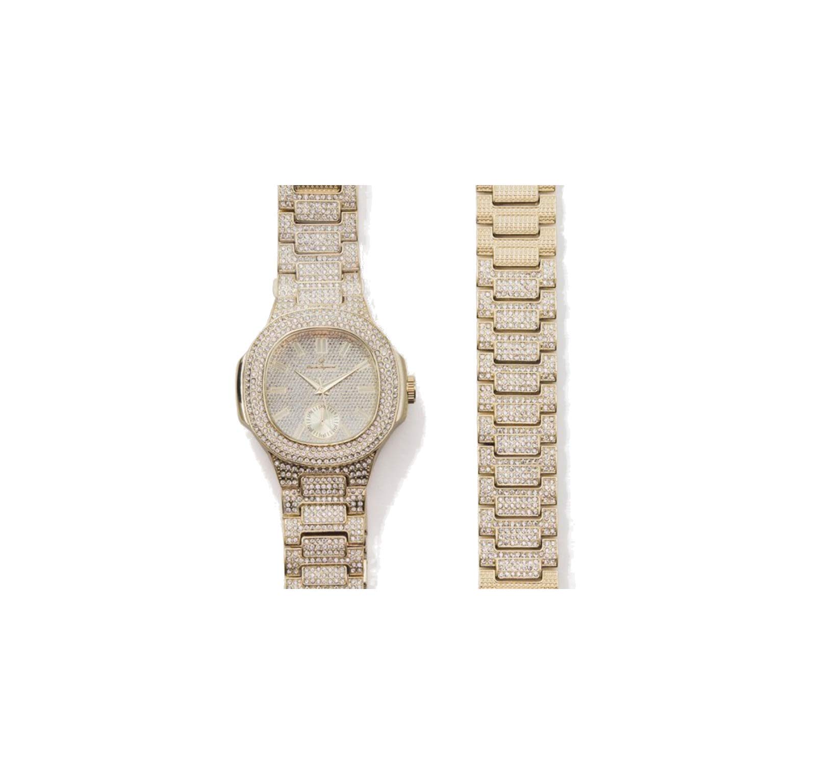 CZ Diamonds Watch. Cuban Link Bracelet 