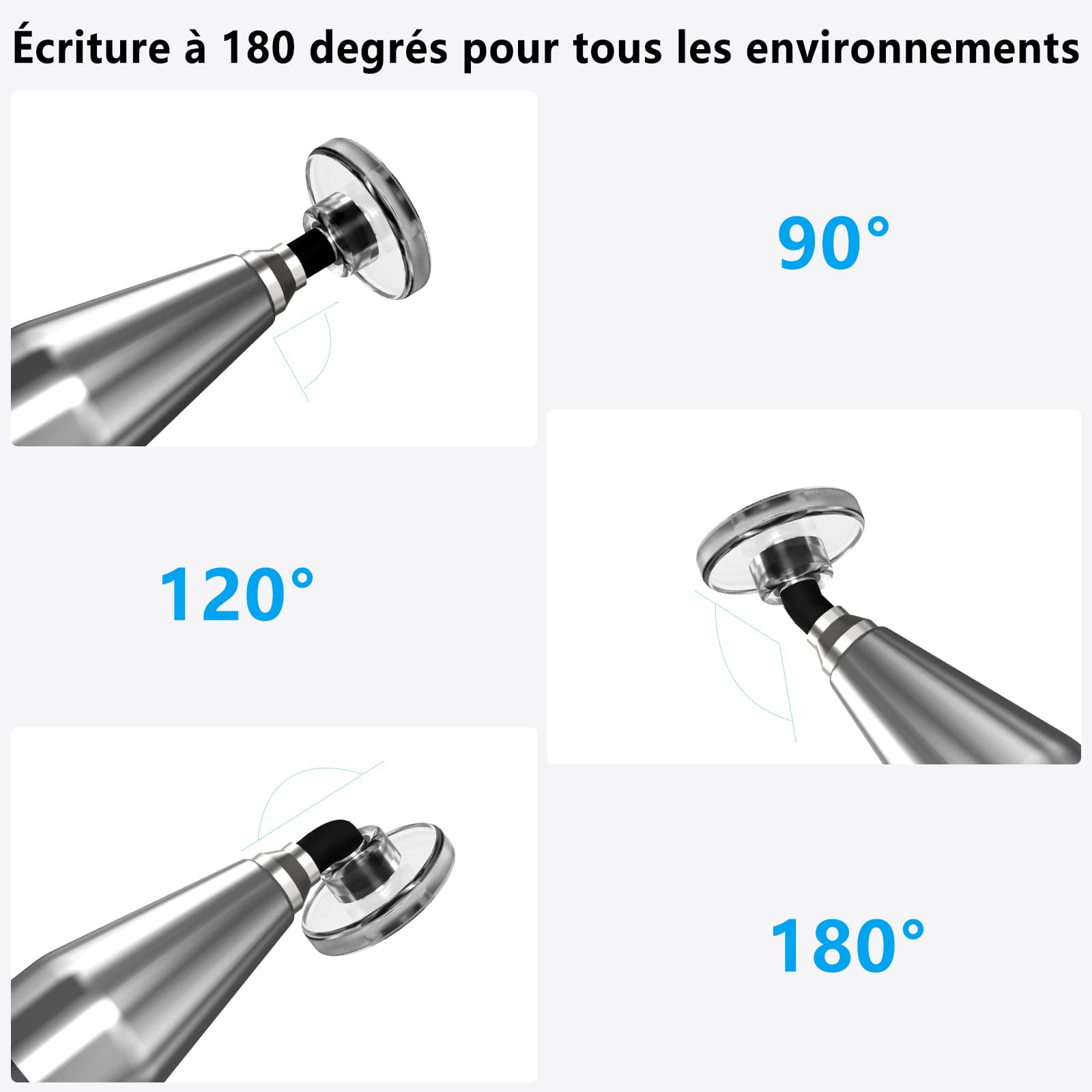 Stylet Tablette, 2 en 1 Stylet Tactile Pencil Compatible avec Toutes Les Tablettes et Smartphones, iPhone, iPad, Samsung, Lenovo, Surface, Huawei, Xiaomi, Android, iOS, etc.