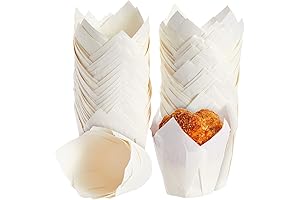 Juvale 100-Pack White Tulip Cupcake Liners: Ideal for Weddings and Birthdays