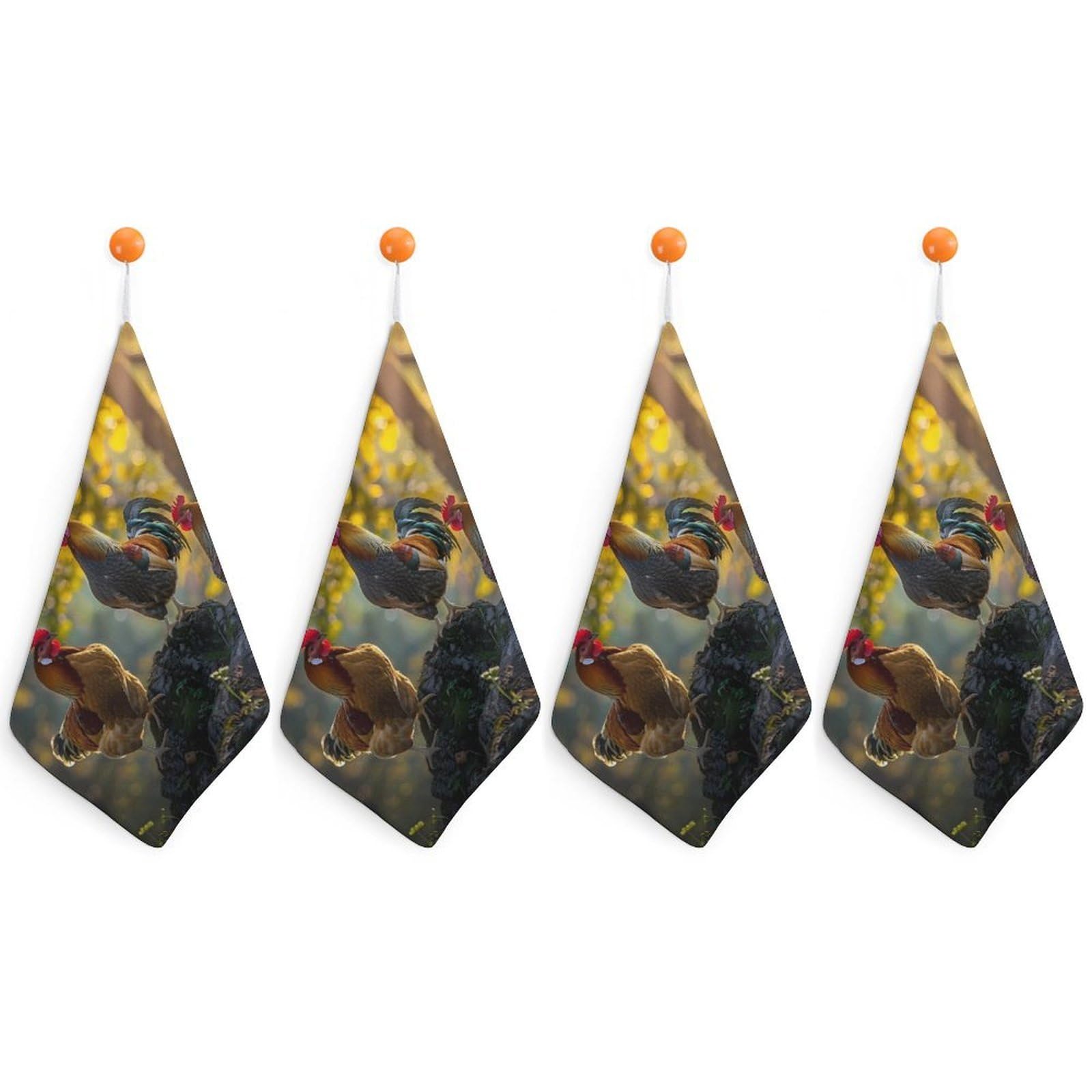 TXFBTRFSA Farm Animal Chicken Rooster Hand Towels with Hanging Loop Kitchen Towel Handkerchiefs Cleaning Cloths