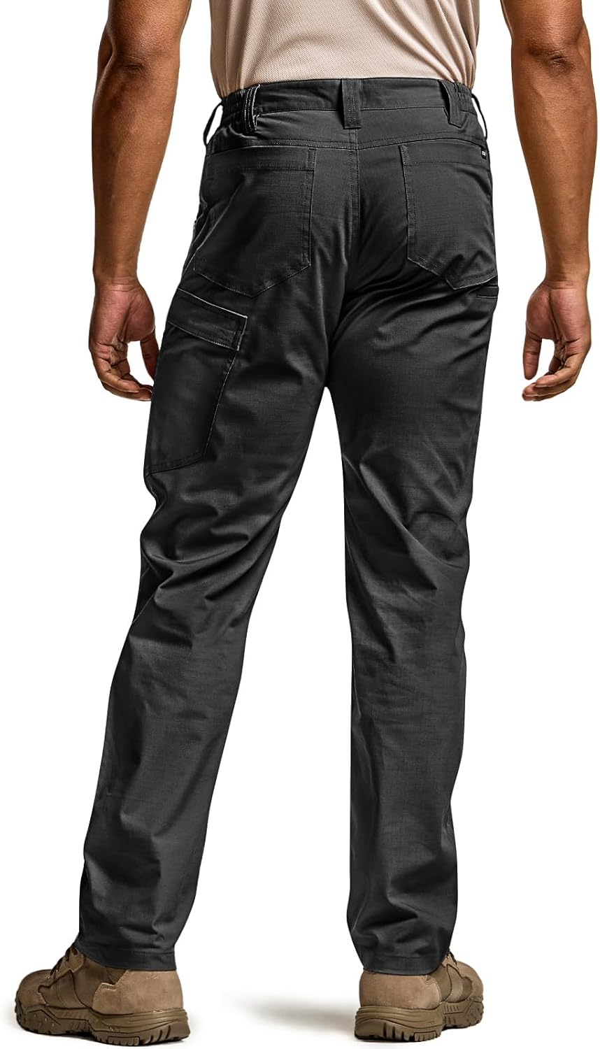 CQR Men's Utility Flex Cargo Pants, Classic-Fit Casual Stretch Work Pants, Water Resistant Lightweight Tactical Hiking Pants - Image 2