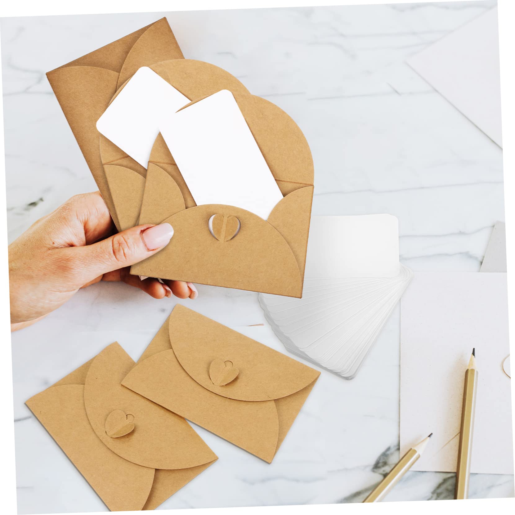 Ensemble de Cartes et Enveloppes Vierges Carrées 1 Set, Papier Kraft