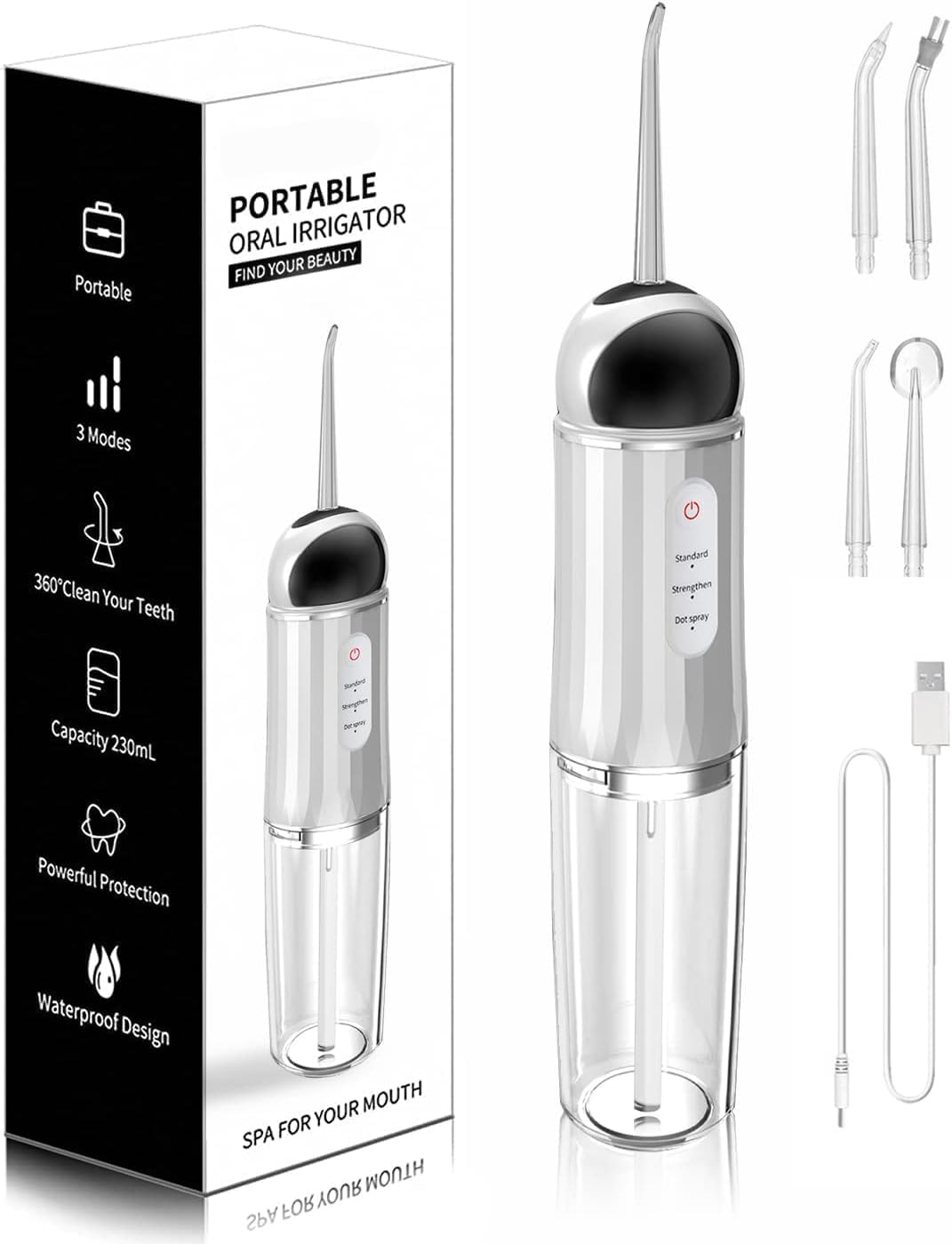 Water-Flosser-Cordless-Teeth-Cleaner MAKJUNS Water Dental Flosser with 3 Modes 4 Jets Rechargeable Dental Oral Irrigator for Home Travel Premium