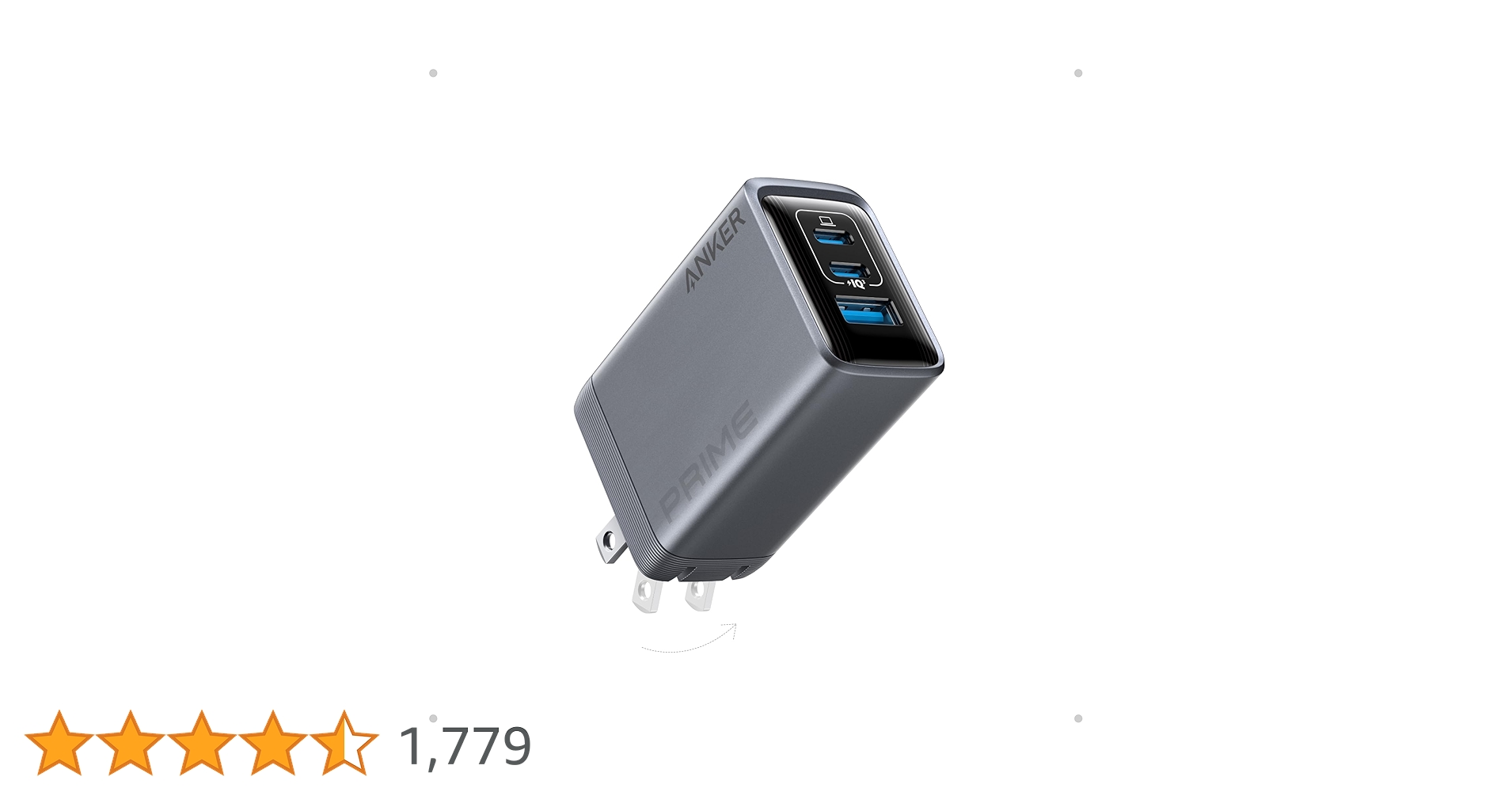 Anker Prime Charger, 100W 3-Port GaN USB C Charger Block, Foldable