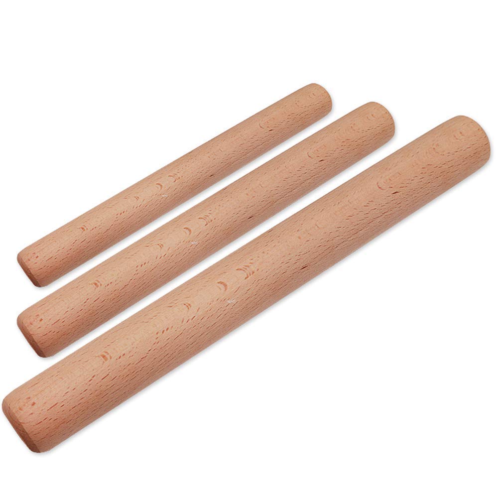 Rodillo de madera de haya,Rodillo macizo, Rodillo de amasar de madera maciza de primera calidad for hornear y hacer masa, ideal for fondant, galletas, pasteles y fideos, 30 cm de largo, 3,5 cm de diám