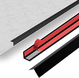 2pcs 48" Black Metal Corner Protectors, Aluminum Self Adhesive Corner Guards, Metal Wall Edge Protector Strip, Furniture Corner Protectors, Edge Trim for Cabinets and Kitchen Islands(0.8"x0.8")